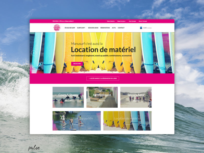 creation site web reservation ecole de surf vendee